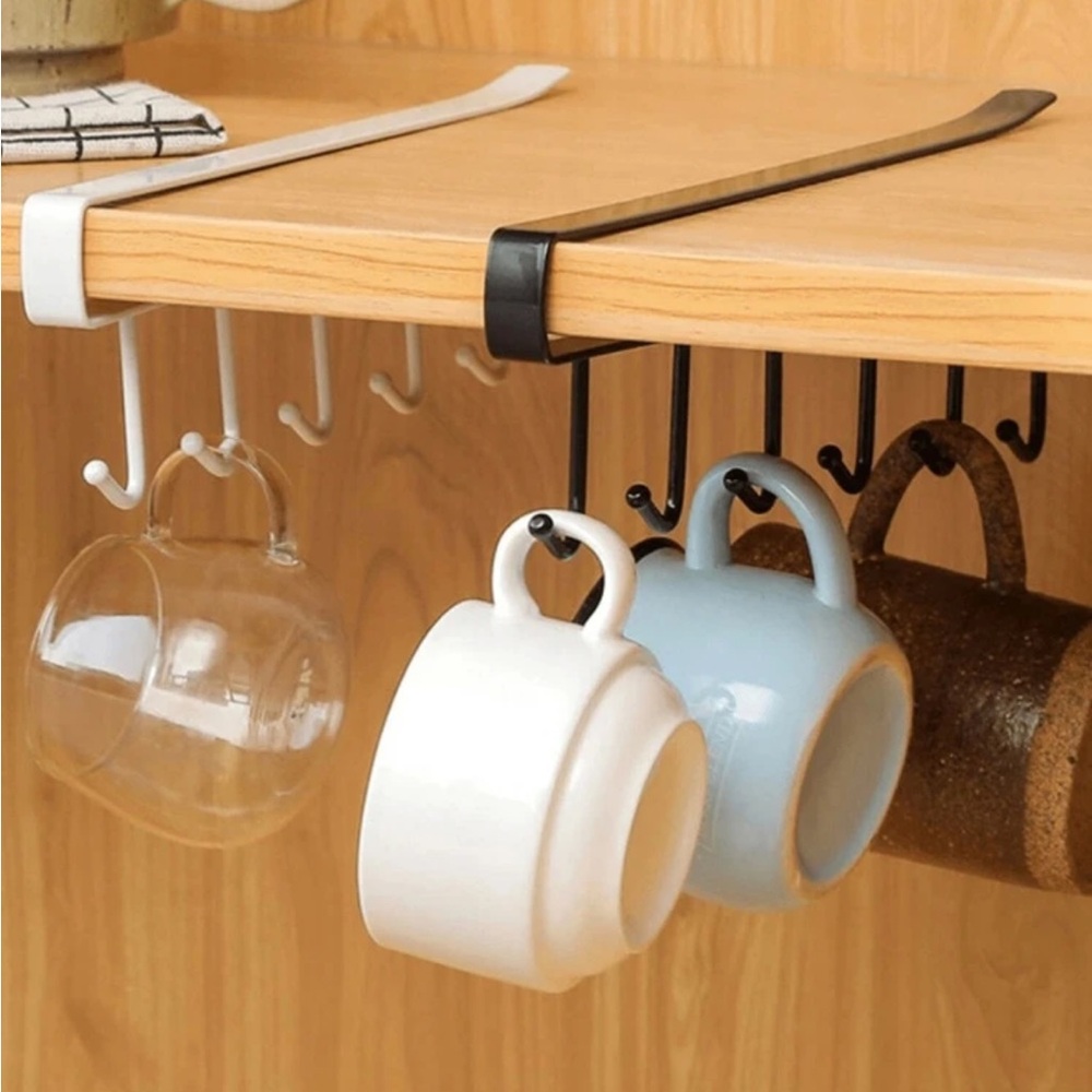 2 pack Black 6-Hook Storage Rack
